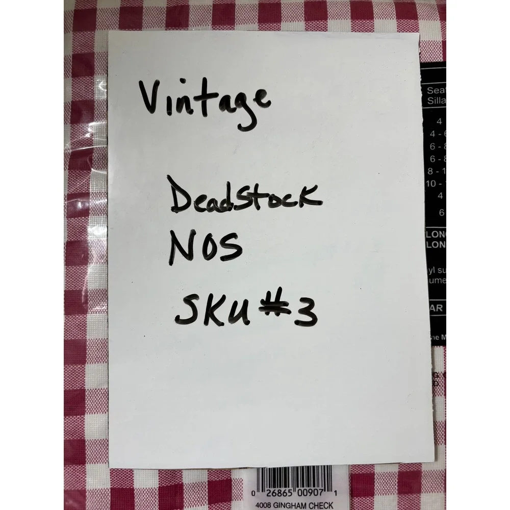 Vintage Elrene Raspberry Gingham Check Vinyl Tablecloth‎ 52x70 Oblong NOS 1999